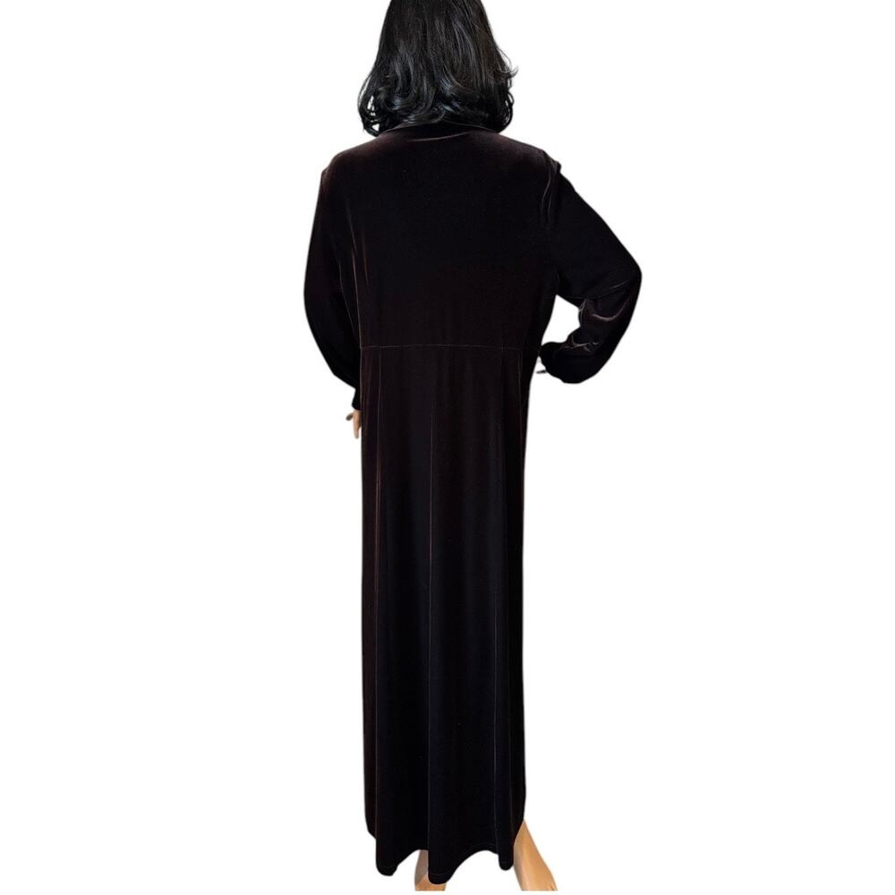 American Vintage MODA INT'L Brown Velvet Turtleneck Maxi Dress  size large - Picture 8 of 11